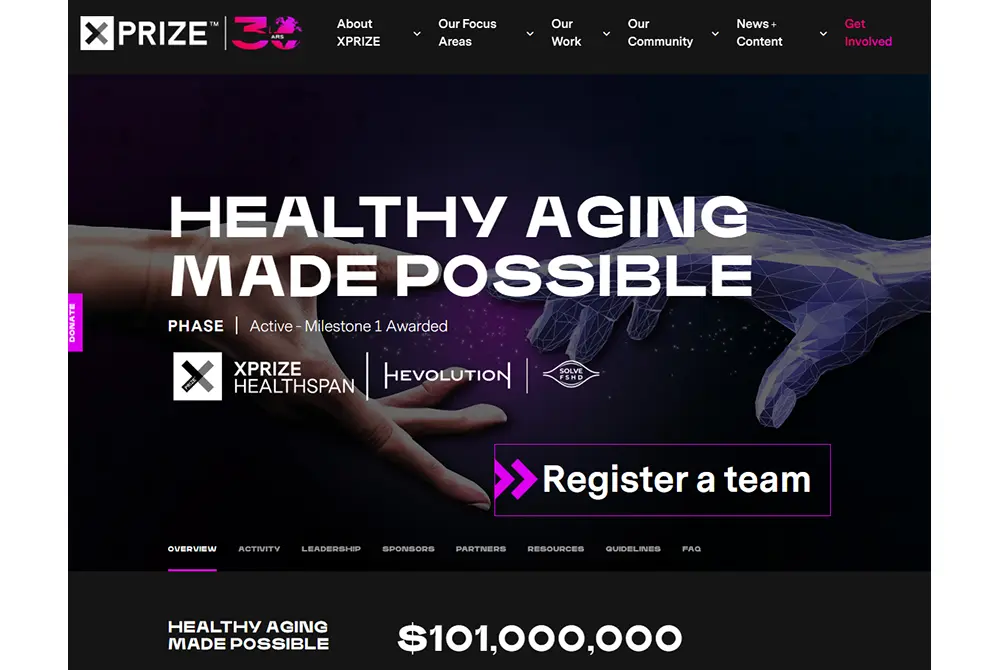 XPRIZE Healthspan。（出展／XPRIZEウェブサイト）