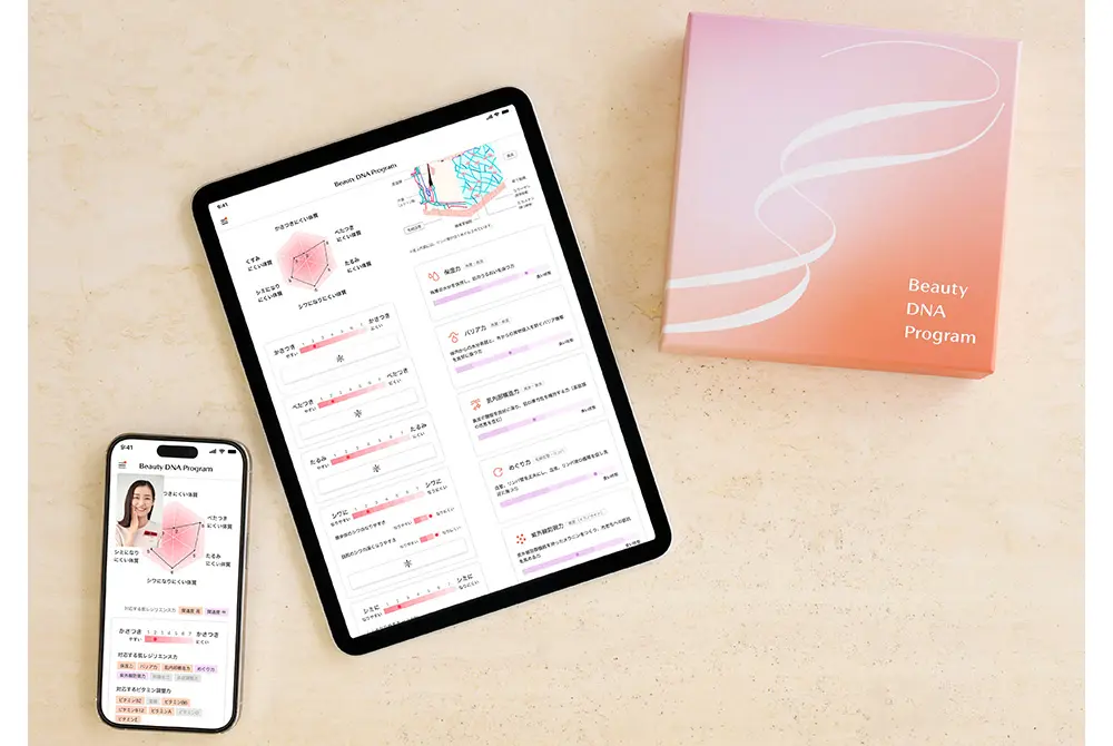 遺伝子検査の結果から肌の性質などを解析する。（出典／資生堂）