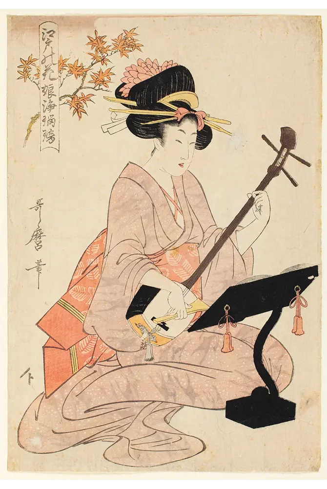 喜多川歌麿『江戸の花 娘浄瑠璃』　（Public Domain）